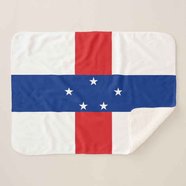 Netherlands Antilles Flag Sherpa Blanket (Front (Horizontal))