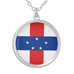 Netherlands Antilles Flag Silver Plated Necklace
