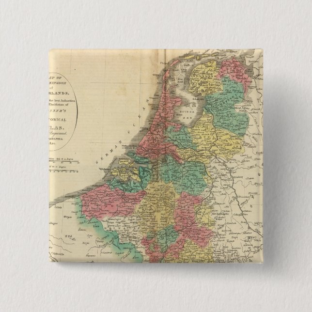 Netherlands, Beligium Atlas Map Button (Front)