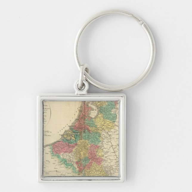 Netherlands, Beligium Atlas Map Keychain (Front)