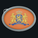 Netherlands Coat of Arms on or bbcnt Belt Buckle<br><div class="desc">Netherlands Coat of Arms on orange belt buckle

Design © Trinkets and Things 2022 - AHP Design. All Rights Reserved.</div>