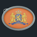 Netherlands Coat of Arms on or bbcnt Belt Buckle<br><div class="desc">Netherlands Coat of Arms on orange belt buckle

Design © Trinkets and Things 2022 - AHP Design. All Rights Reserved.</div>