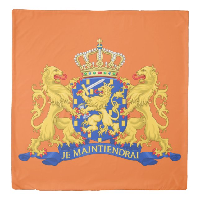 Netherlands Coat of Arms on Orange qccnt Duvet Cover (Front)