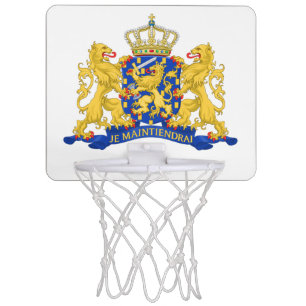 Netherlands Coat of Arms on White bgcnt Mini Basketball Hoop