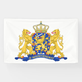 Netherlands Coat of Arms on White bnrcnt Banner
