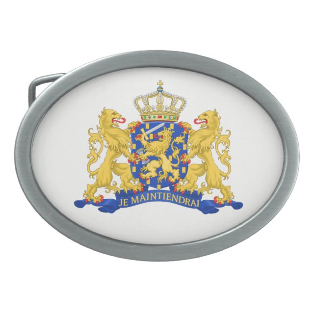 Netherlands Coat of Arms on wt bbcnt Belt Buckle (Front)