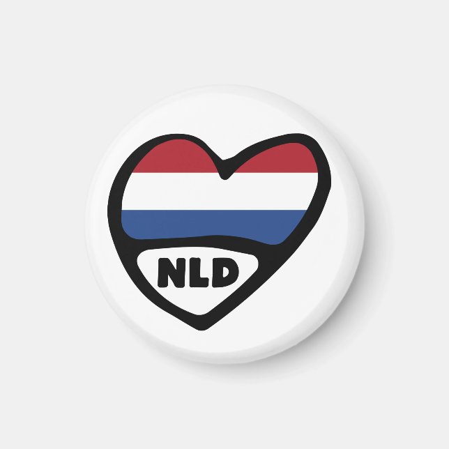 Netherlands Country Code Flag Heart, NLD Magnet (Front)