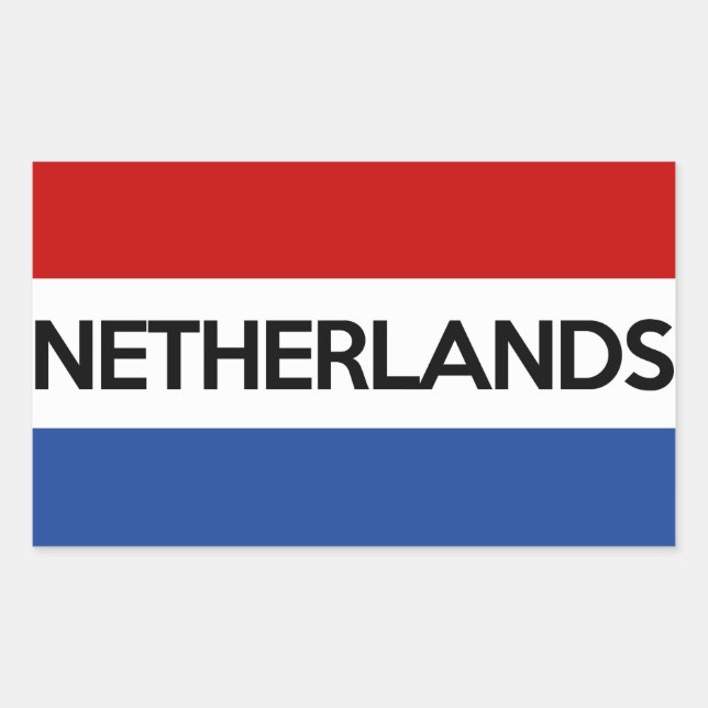 netherlands country flag symbol name text rectangular sticker (Front)