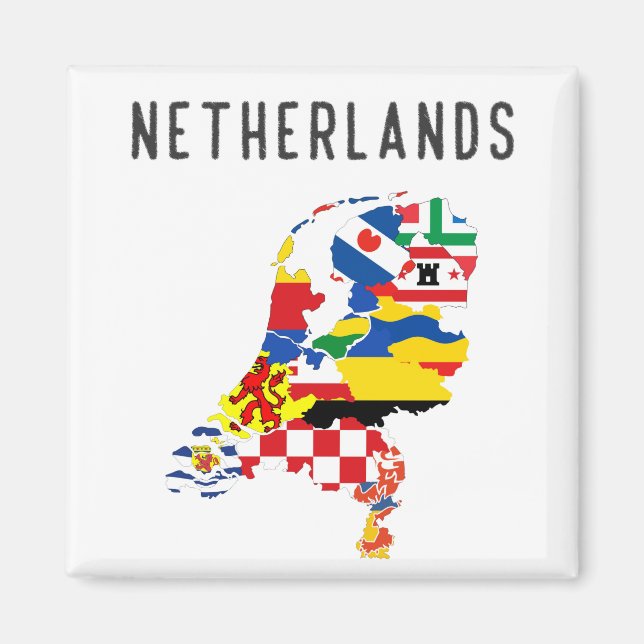 Netherlands country regions province flag map symb magnet (Front)