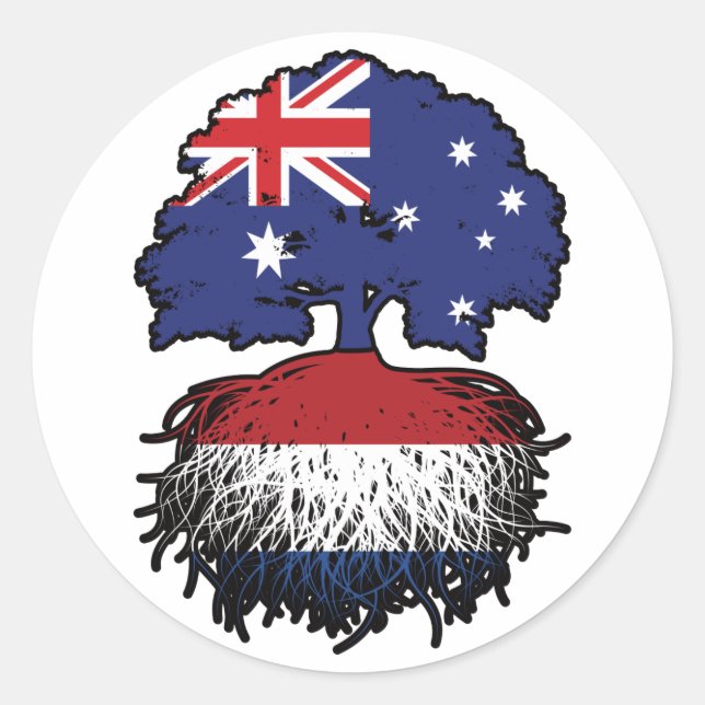 Netherlands Dutch Australian Australia Tree Roots Classic Round Sticker (Front)