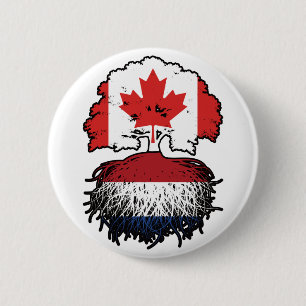 Netherlands Dutch Canadian Canada Tree Roots Flag Button