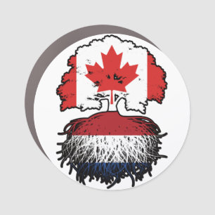 Netherlands Dutch Canadian Canada Tree Roots Flag Car Magnet