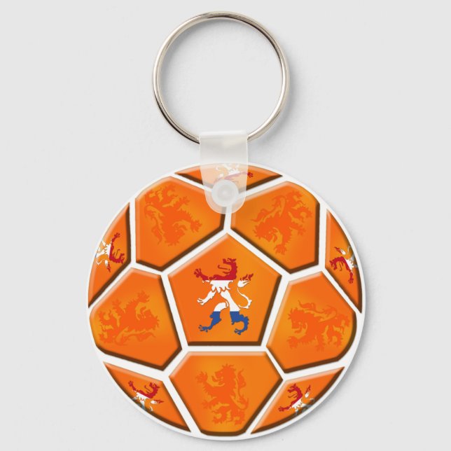 Netherlands Dutch flag Soccer ball gifts Keychain (Front)