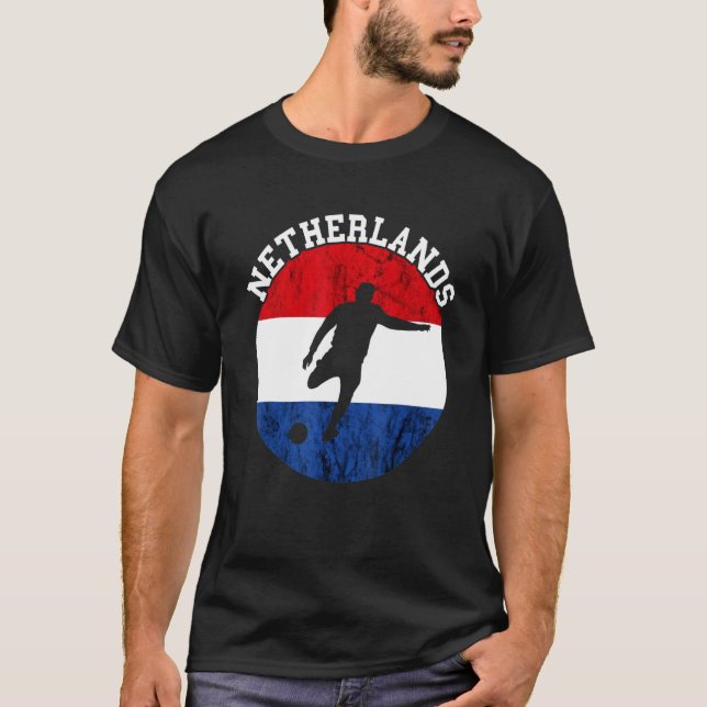 Netherlands Dutch Soccer Vintage Nederland Flag Du T-Shirt (Front)
