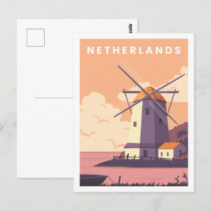 Netherlands Famous Travel Place Illustration Postcard