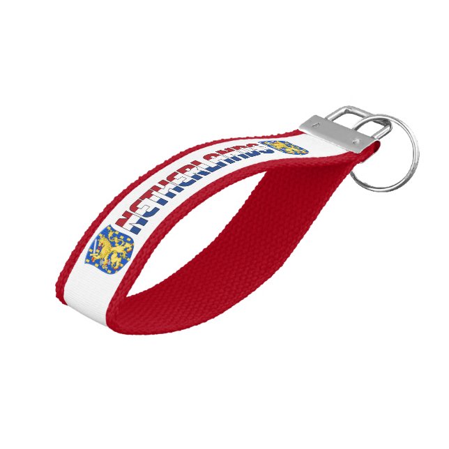 Netherlands Flag Charming Patriotic Wrist Keychain (Angled Up)