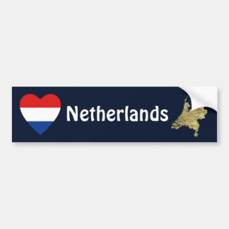 Netherlands Flag Heart + Map Bumper Sticker