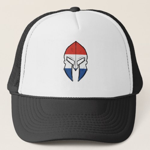 netherlands flag in Spartan warrior Helmet Trucker Hat