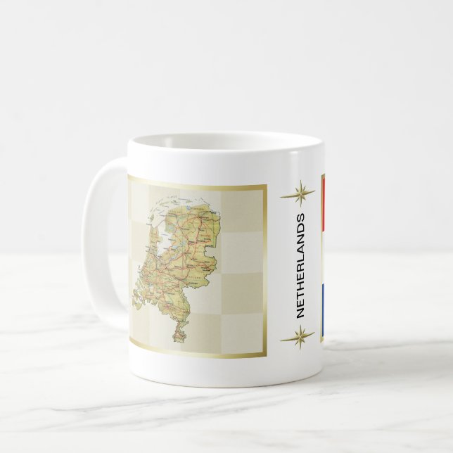 Netherlands Flag + Map Mug (Front Left)