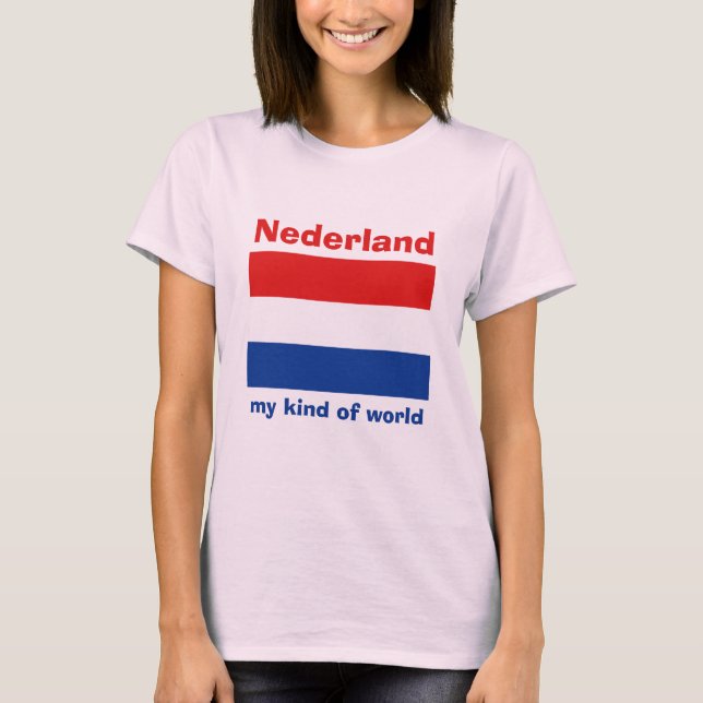 Netherlands Flag + Map + Text T-Shirt (Front)