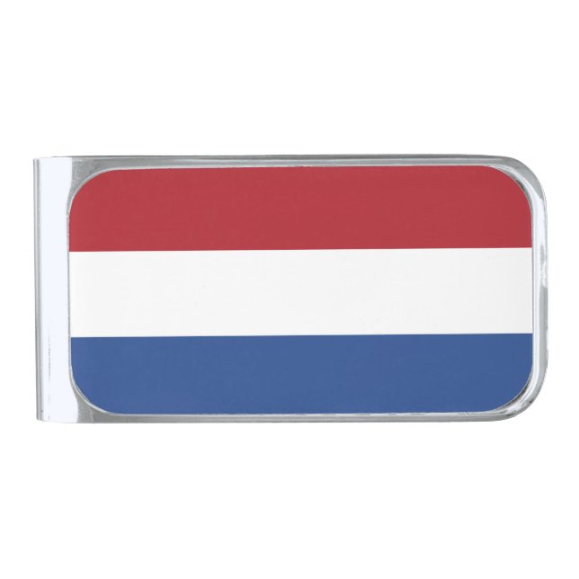 Netherlands Flag Silver Finish Money Clip (Front)
