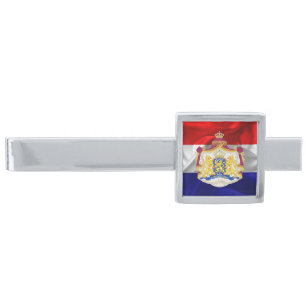 Netherlands flag silver finish tie bar