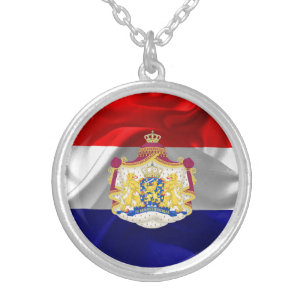 Netherlands flag silver plated necklace