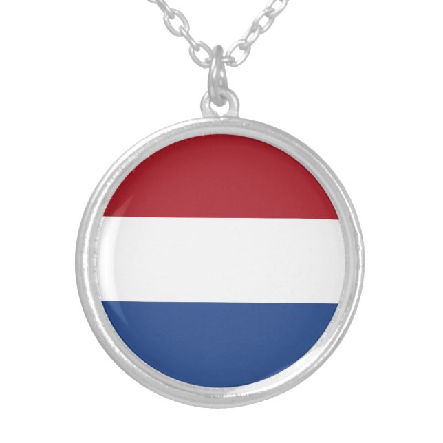 Netherlands Flag Silver Plated Necklace (Front)