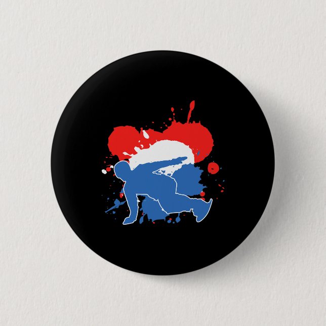 Netherlands Flag Snowboarder - Dutch Snowboarding  Button (Front)