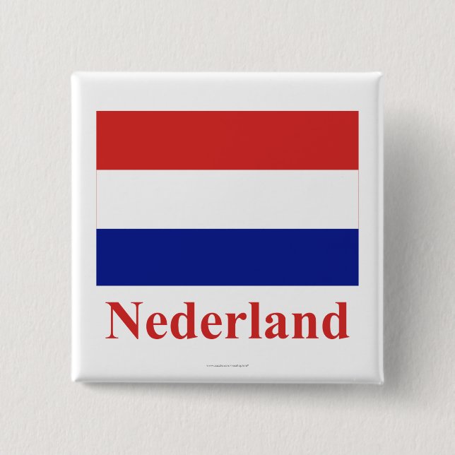 Netherlands Flag with Name in Dutch Pinback Button (Front)