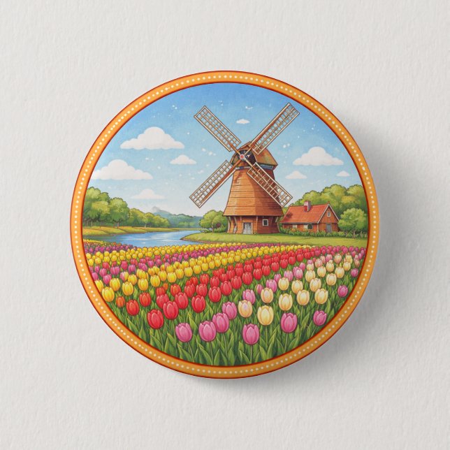 Netherlands' Flowers Fields Button (Front)