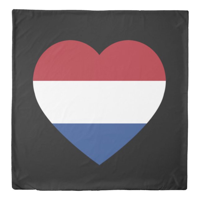 Netherlands Heartflag on Black qccnt Duvet Cover (Front)