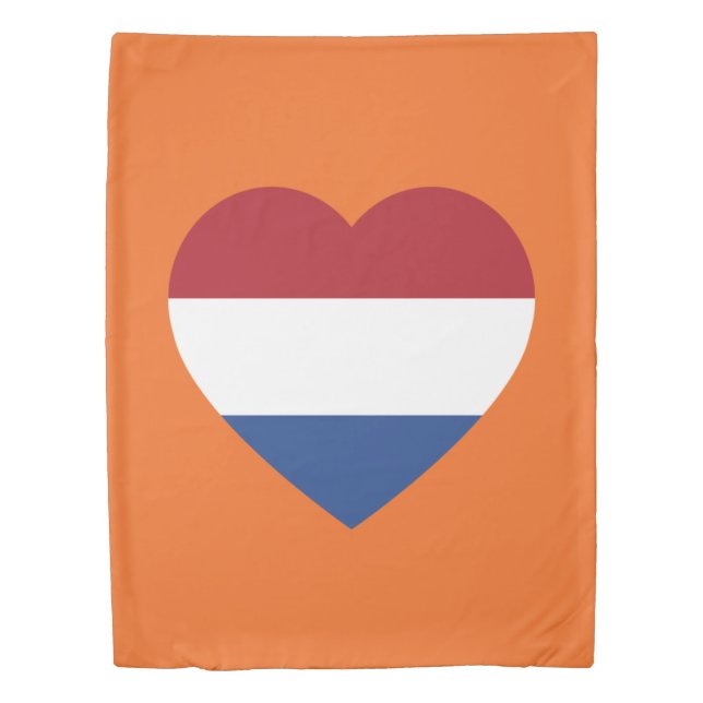 Netherlands Heartflag on Orange tccnt Duvet Cover (Front)