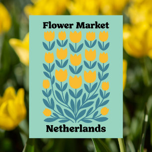Netherlands Holland Flower Market Yellow Tulip Postcard