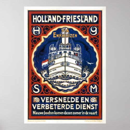 Netherlands Holland Vintage Travel Poster Restored