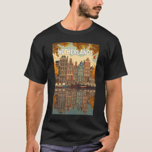Netherlands Illustration Travel Art Vintage T-Shirt