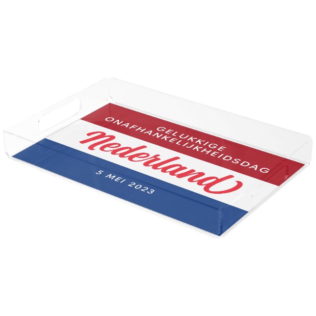 Netherlands Independence Day Dutch National Flag Acrylic Tray (Angled)