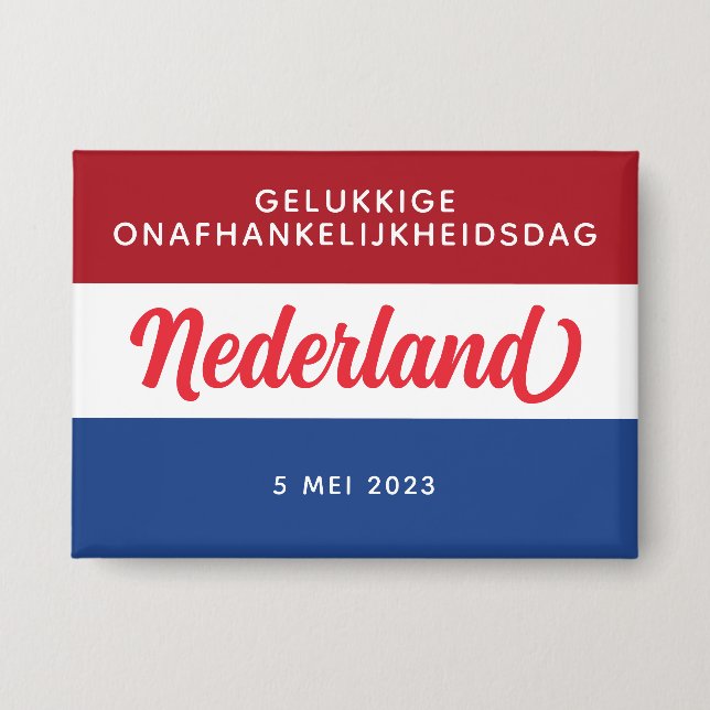 Netherlands Independence Day Dutch National Flag Button (Front)