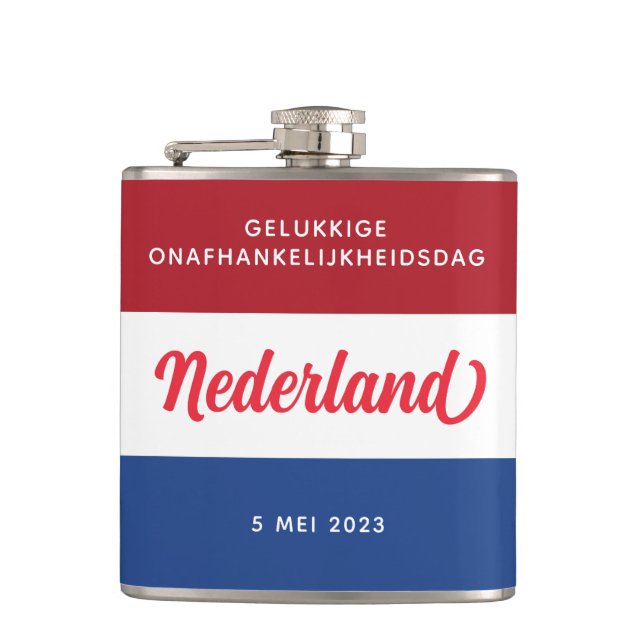 Netherlands Independence Day Dutch National Flag Flask (Front)