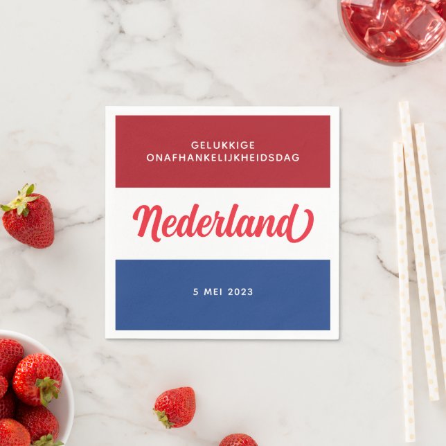 Netherlands Independence Day Dutch National Flag Napkins (Insitu)