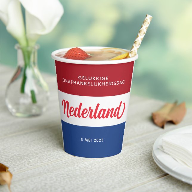 Netherlands Independence Day Dutch National Flag Paper Cups (Insitu)