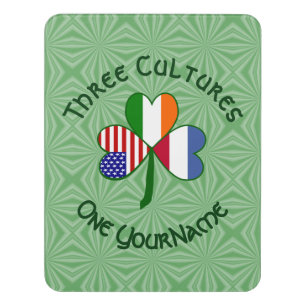 Netherlands Ireland USA Shamrock Flag Personalized Door Sign