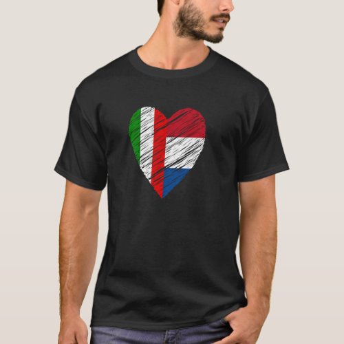 Netherlands Italy Heart Italian Flag Dutch Flag Lo T_Shirt