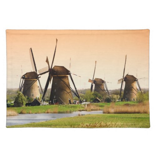 Netherlands Kinderdijk Windmills next to Cloth Placemat