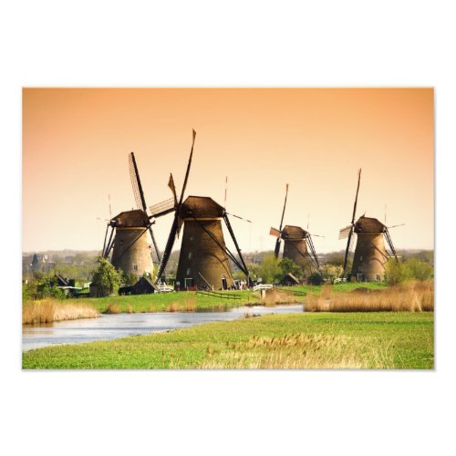Netherlands Kinderdijk Windmills next to Photo Print