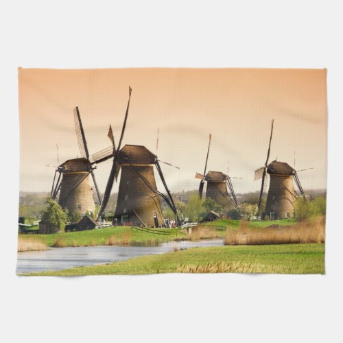 Netherlands Kinderdijk Windmills next to Towel