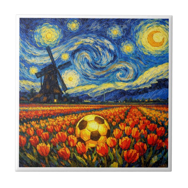 Netherlands Landmark and Landscape Soccer Ceramic Tile (Front)