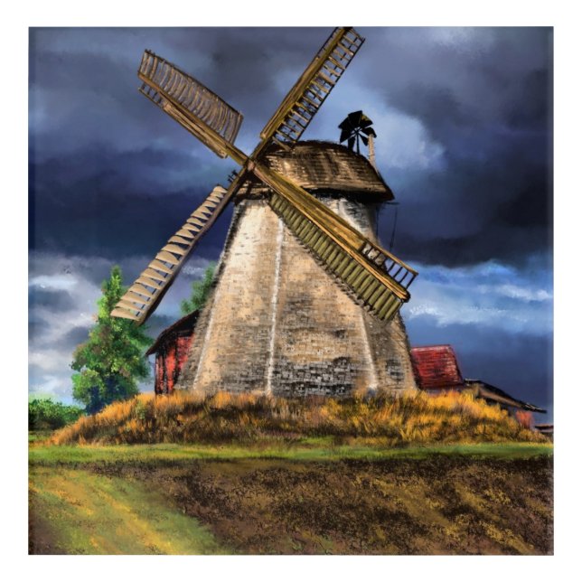 Netherlands Landscape Acrylic Print - painting (Front)