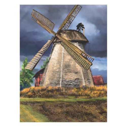 Netherlands Landscape Windmill Tablecloth Painting