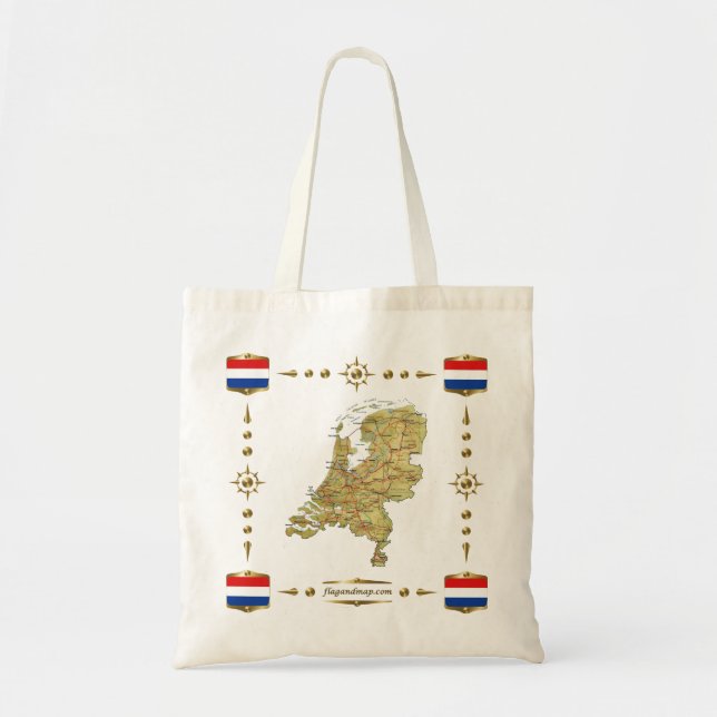 Netherlands Map + Flags Bag (Front)